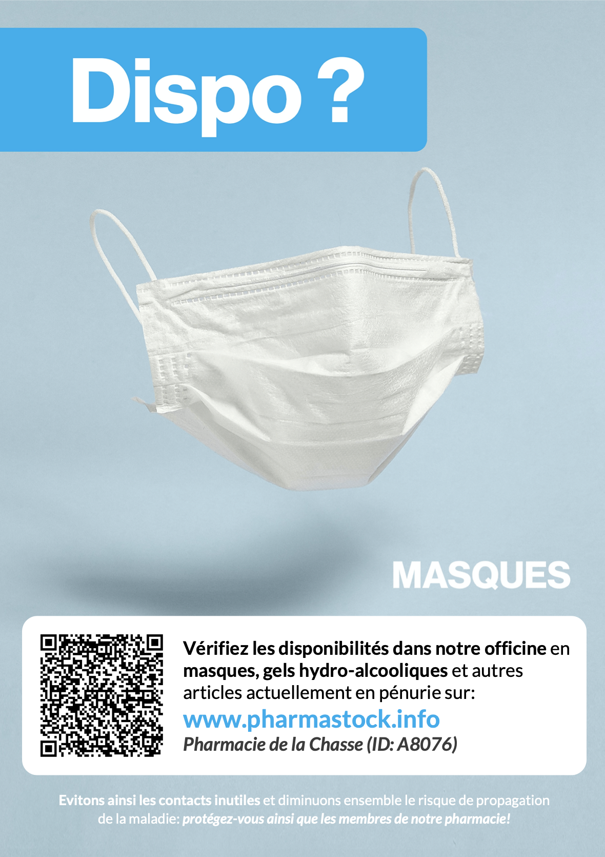Disponibilité masques, gels hydro-alcooliques